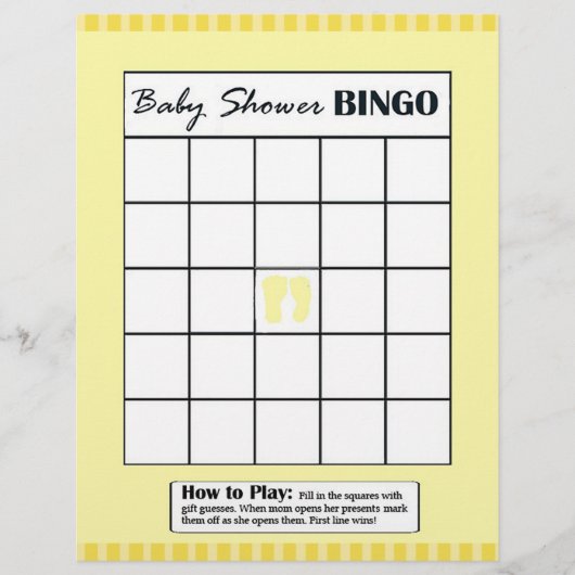Geel Dubbelzijdig Baby shower spel BINGO/Daddy Flyer (Voorkant)
