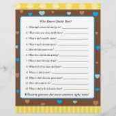 Geel Dubbelzijdig Baby shower spel BINGO/Daddy Flyer (Achterkant)
