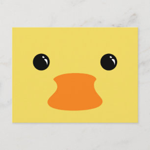 Geel duck Cute Animal Face Design Briefkaart