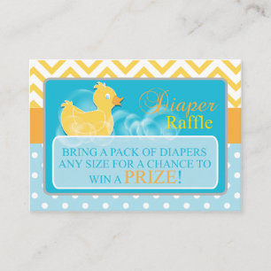 Geel Duck Diaper Raffle Tickets-Neutraal Geslacht Informatiekaartje