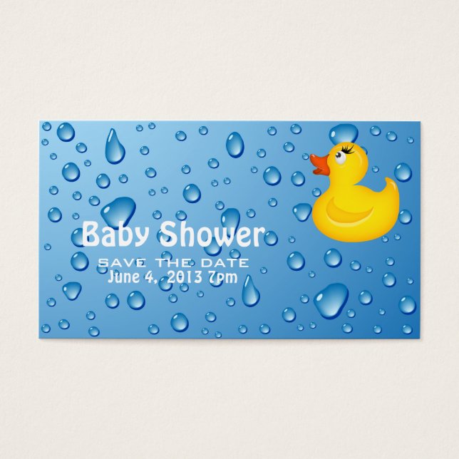 Geel Duckie Baby shower Opslaan Datum Visitekaartje (Voorkant)