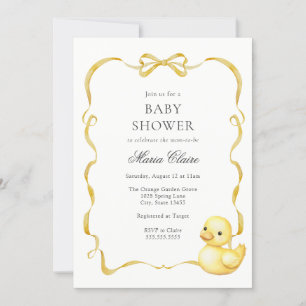Geel Ducky en linten Baby shower Kaart