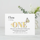 Geel Een 1e Verjaardagsfeest Kaart (Staand voorkant)