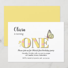 Geel Een 1e Verjaardagsfeest Kaart