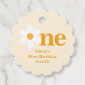 Geel Een Daisy 1e Verjaardag Bedankjes Labels (Voorkant)