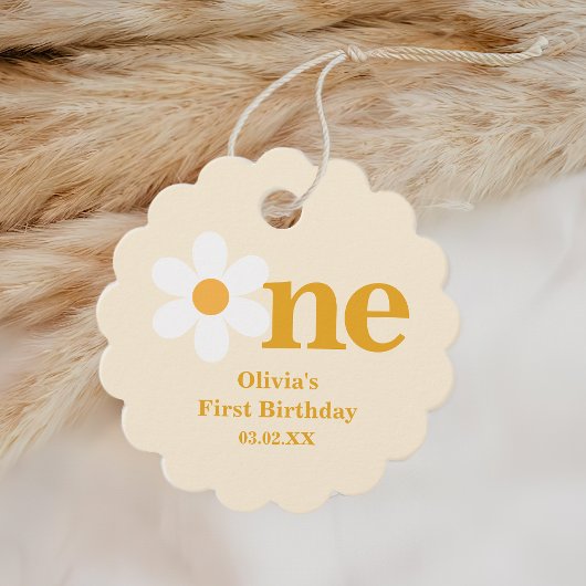 Geel Een Daisy 1e Verjaardag Bedankjes Labels