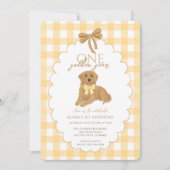 Geel Een Gouden Jaar Puppy Eerste Verjaardagsfeest Kaart (Voorkant)