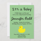 Geel Eend Baby Shower Uitnodiging (Voorkant)