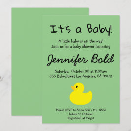 Geel Eend Baby Shower Uitnodiging