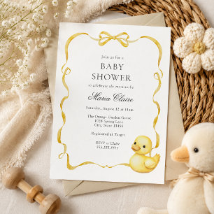 Geel Eendje en Lintjes Baby Shower Kaart