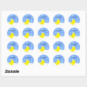 Geel Eendje in bubbelbad baby shower sticker (Vel)