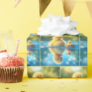 Geel eendje in een roeiboot cadeaupapier