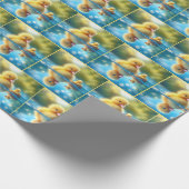 Geel eendje in een roeiboot cadeaupapier (Hoek)