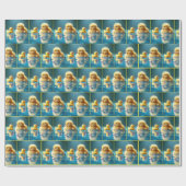 Geel eendje met een Speelgoed-rubberen eend Cadeaupapier (Vlak)