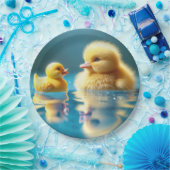 Geel eendje met een Speelgoed-rubberen eend Papieren Bordje (Feest)