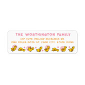 geel eendjes roze Stippen meisje verjaardagsadres Etiket (Voorkant)