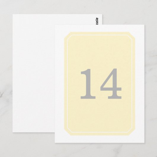 Geel eenvoudig Elegant Briefkaart van het Aantal v (Voorkant / Achterkant)