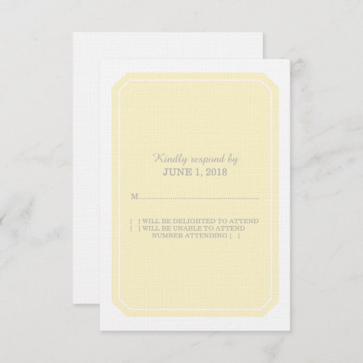 Geel Eenvoudig Elegant Response Kaart (Voorkant / Achterkant)