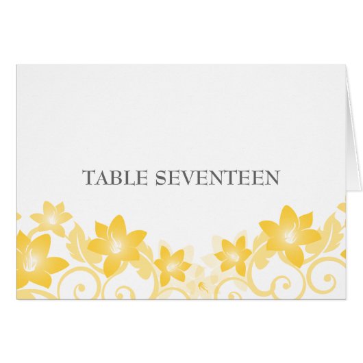 Geel Eenvoudig Floral Table Number Kaart (Voorkant Horizontaal)