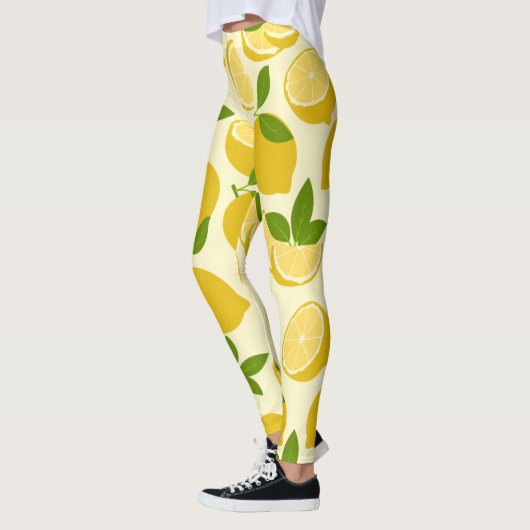Geel eenvoudig lemonpatroonleggen leggings (Links)