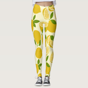 Geel eenvoudig lemonpatroonleggen leggings