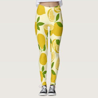 Geel eenvoudig lemonpatroonleggen leggings