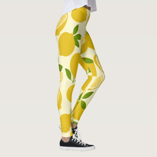 Geel eenvoudig lemonpatroonleggen leggings (Rechts)