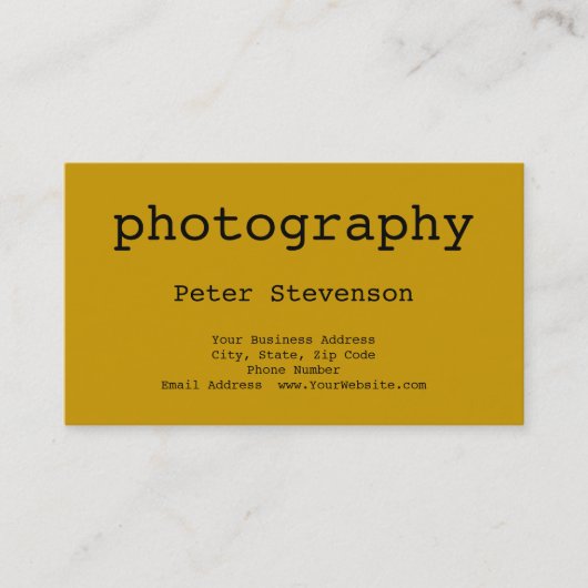 Geel Eenvoudig Minimalistisch Fotografie Visitekaa Visitekaartje (Voorkant)