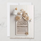 Geel Eenvoudig Minimalistisch Happy Eid Al Adha Ka Feestdagenkaart (Voorkant)