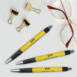 Geel Eenvoudig Modern Professioneel Monogram Naam Pen