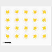 Geel Eenvoudig Zon Ronde Sticker (Vel)