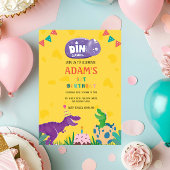 Geel eerste 1e verjaardag Groene & Paarse dinosaur Kaart