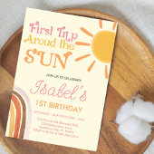 Geel eerste reis rond de zon Boho Retro 1ste Kaart