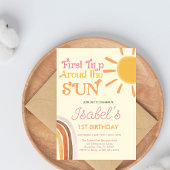 Geel eerste reis rond de zon Boho Retro 1ste Kaart