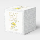 Geel Eet, Drink en getrouwd bruiloft Bedankdoosjes (Voorkant Zijde)