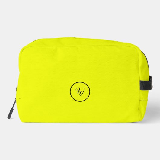 Geel effen kleur neon monogram modern trendy toilettasje (Achterkant)
