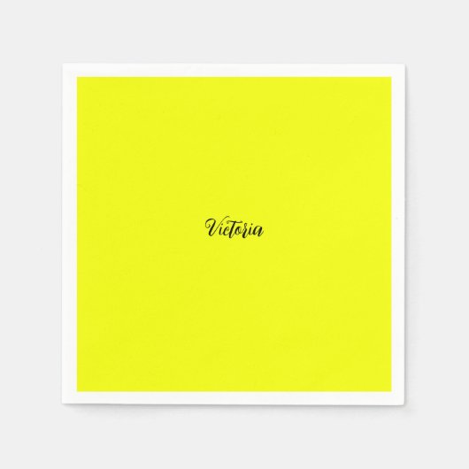 Geel effen kleur neon naam of verwijder tekst servet (Voorkant)