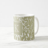 Geel Elegant Floury Monogram Mok (Voorkant rechts)