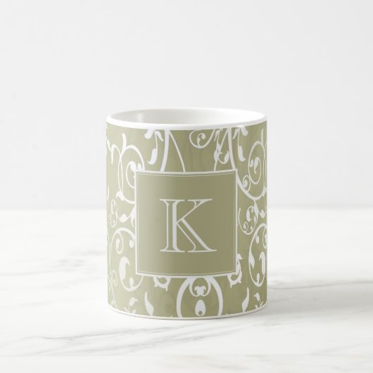 Geel Elegant Floury Monogram Mok (Center)