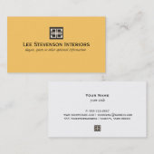 Geel elegant geometrisch interieurontwerp visitekaartje (Voorkant / Achterkant)