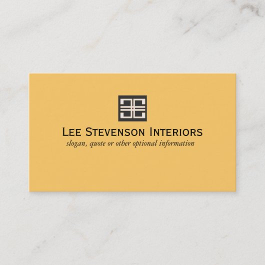 Geel elegant geometrisch interieurontwerp visitekaartje (Voorkant)