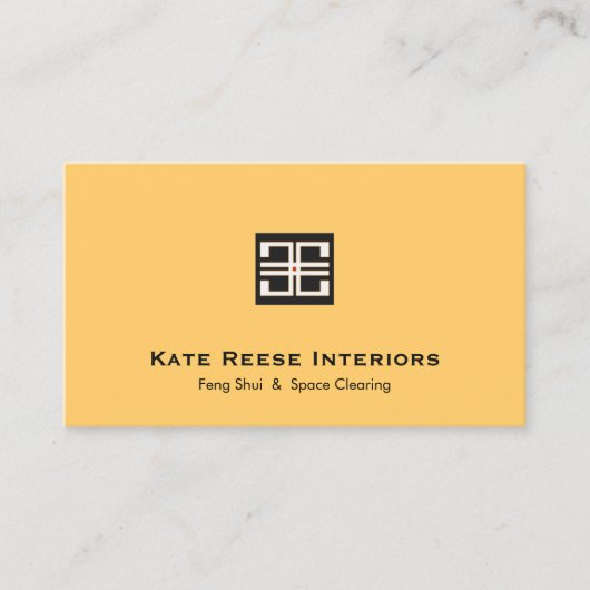 Geel Elegant Geometrisch Logo Interieur Ontwerp Visitekaartje (Voorkant)