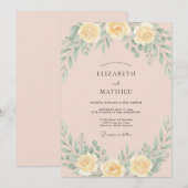 Geel Elegant Lentebruiloft Kaart (Voorkant / Achterkant)