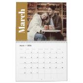 Geel Elegant & Modern 2024 Familie Aangepaste Foto Kalender (Mar 2026)