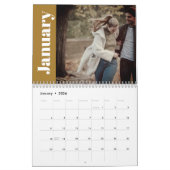 Geel Elegant & Modern 2024 Familie Aangepaste Foto Kalender (Jan 2026)