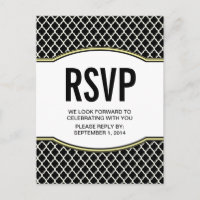 Geel Elegant Quatrefoil RSVP Briefkaart