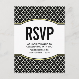 Geel Elegant Quatrefoil RSVP Briefkaart