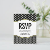 Geel Elegant Quatrefoil RSVP Briefkaart (Staand voorkant)