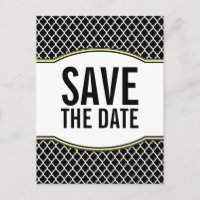 Geel Elegant Quatrefoil Save the Date Briefkaart