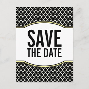 Geel Elegant Quatrefoil Save the Date Briefkaart
